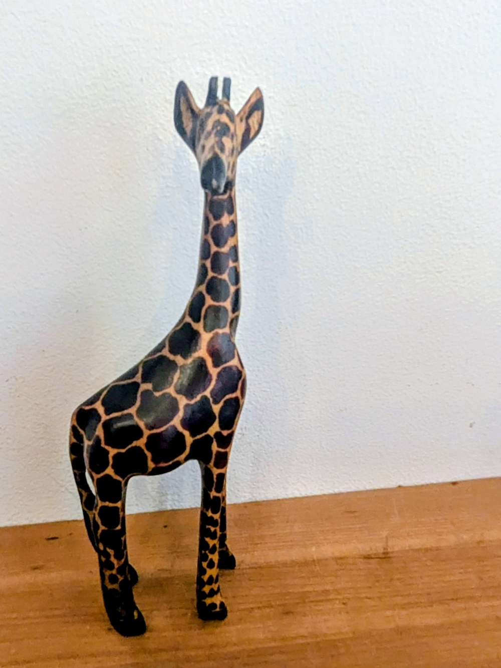 Handcrafted Small Wooden Giraffe Decor - Black and Brown
